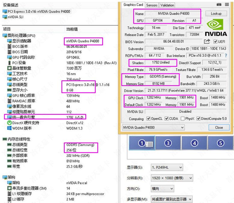 4 quadro p4000四屏5k显卡8g虚拟vr多屏同步跨卡拼接8屏8k电视墙