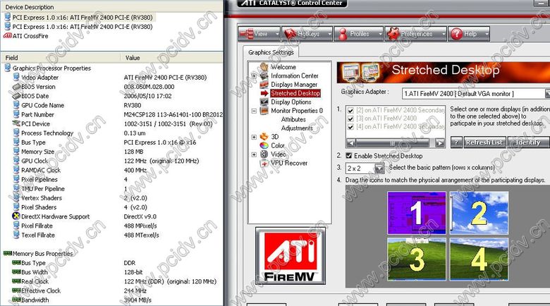 pcidv.com/mv2400 2*2 4 screen setup