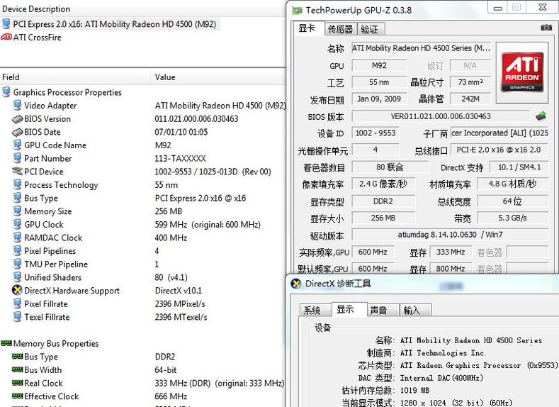 pcidv.com/gpu M92 ati mobility hd4500 specification